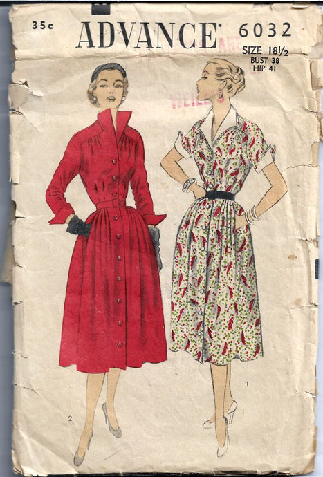 Advance 6032 Button Front Dress Vintage Sewing Pattern