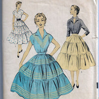 Advance 6760 Two Piece Dress Blouse Full Skirt Vintage Sewing Pattern