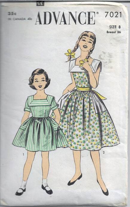 advance 7021 girls dress vintage pattern 1950s