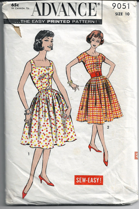 advance 9051 dress vintage pattern 1950s