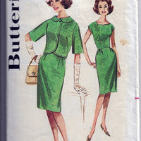 Butterick 2143 Vintage Sewing Pattern 1960s Ladies Sheath Dress Bolero Jacket - VintageStitching - Vintage Sewing Patterns