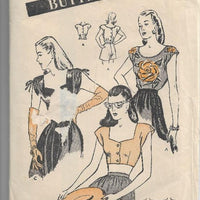 Butterick 3746 Vintage Sewing Pattern 1940s Ladies Blouse Bare Midriff Crop Top - VintageStitching - Vintage Sewing Patterns