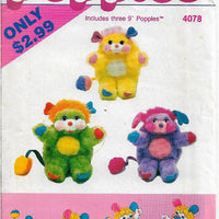 Butterick 4078 Popples Stuffed Bear Vintage Sewing Craft Pattern 1980s - VintageStitching - Vintage Sewing Patterns