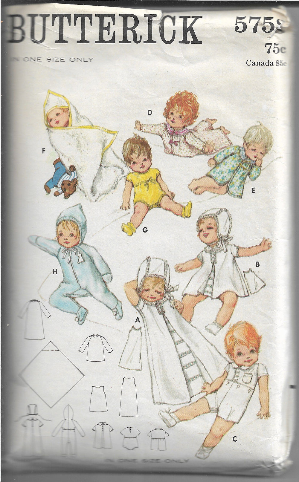 Butterick 5758 Baby Petticoat Dress Kimono Vintage Sewing Pattern 1960s - VintageStitching - Vintage Sewing Patterns