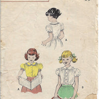 Butterick 6376 Little Girls Blouse Puffed Sleeves Vintage Sewing Pattern 1950s - VintageStitching - Vintage Sewing Patterns