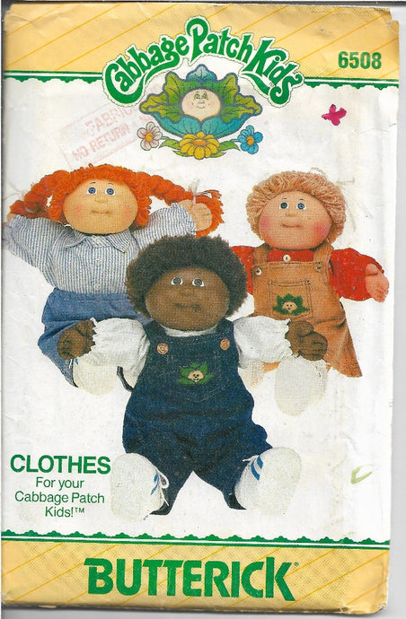 Butterick 6508 Cabbage Patch Kids Clothes Vintage Sewing Pattern 1980s - VintageStitching - Vintage Sewing Patterns