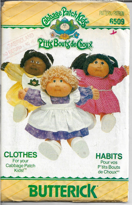 Butterick 6509 Cabbage Patch Kids Dress Pinafore Panties Vintage Sewing Craft Pattern - VintageStitching - Vintage Sewing Patterns