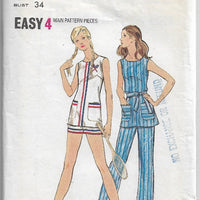 Butterick 6631 Ladies Tennis Outfit Tunic Shorts Pants Vintage Sewing Pattern 1970s - VintageStitching - Vintage Sewing Patterns