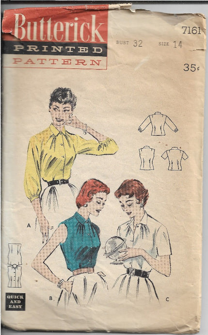 Butterick 7171 Ladies Blouse Vintage 1950s Sewing Pattern - VintageStitching - Vintage Sewing Patterns