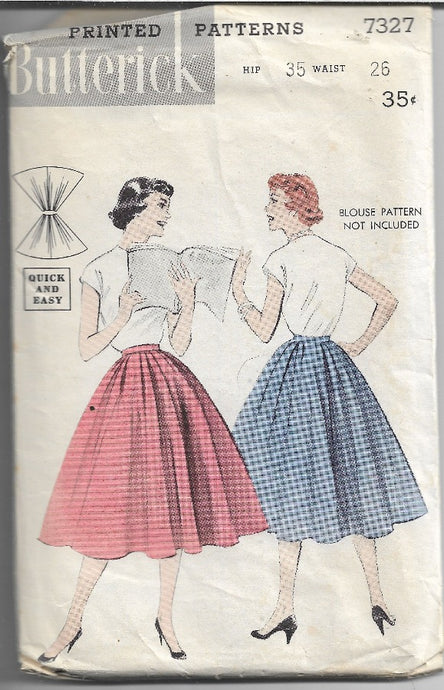 Butterick 7327 Vintage Sewing Pattern 1950s Ladies Full Skirt - VintageStitching - Vintage Sewing Patterns