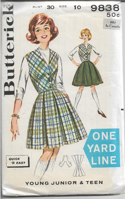 Butterick Teen Knee Knocker Skirt Weskit Vintage Sewing Pattern 1960's - VintageStitching - Vintage Sewing Patterns