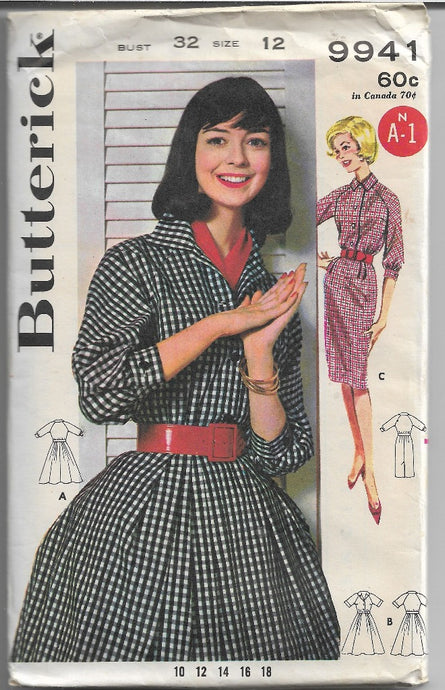 Butterick 9941 Ladies Dress Raglan Sleeves Vintage Sewing Pattern 1960s - VintageStitching - Vintage Sewing Patterns