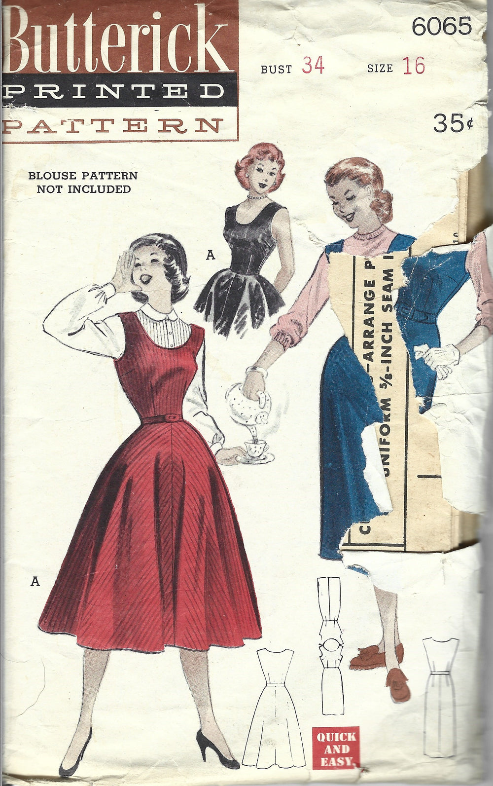 Butterick 6065 jumper dress vintage pattern