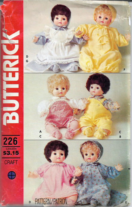 butterick 226 doll craft pattern vintage