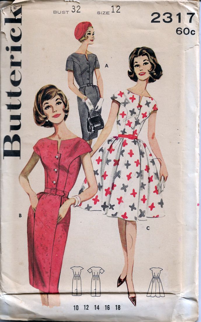 Butterick 2312 Rare Shallow Neck Sheath Dress Vintage Sewing Pattern