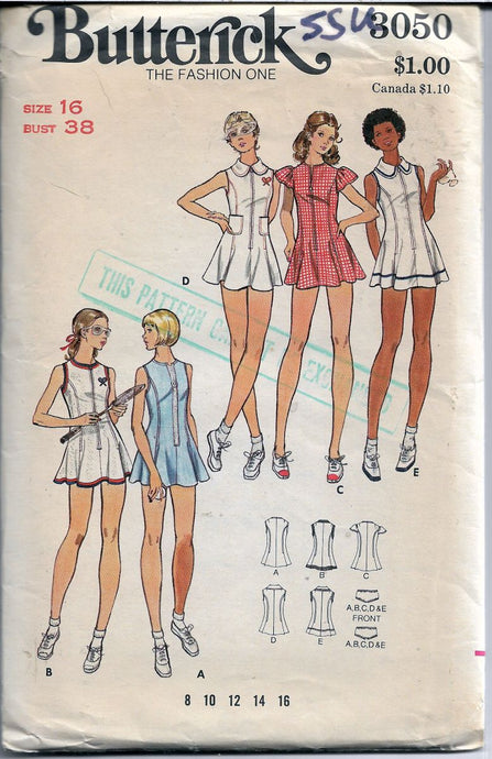 butterick 3050 tennis dress vintage pattern
