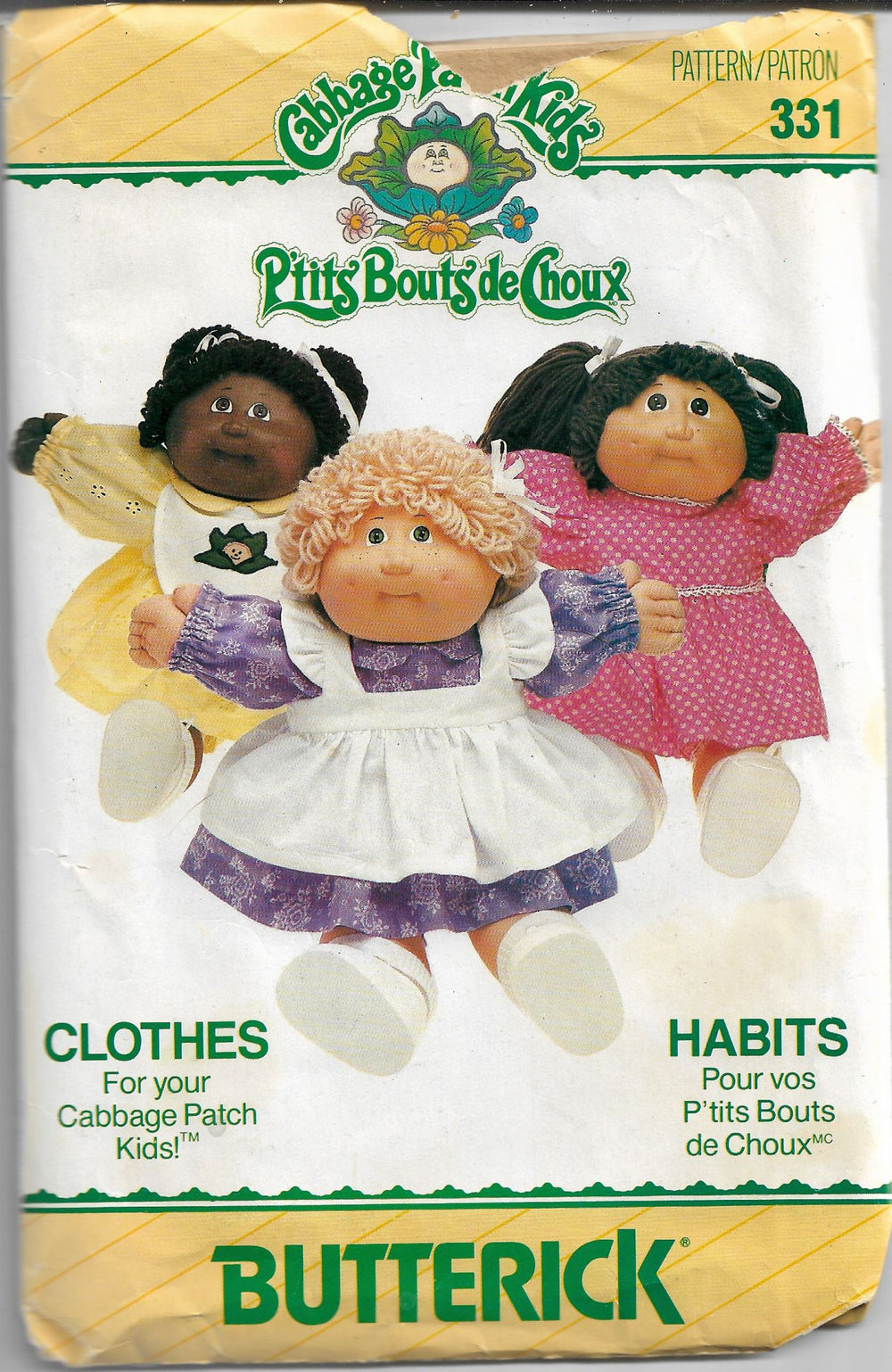 butterick 331 cabbage patch vintage pattern