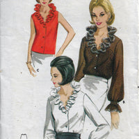 Butterick 3406 Ruffle Neck Blouse Vintage Sewing Pattern