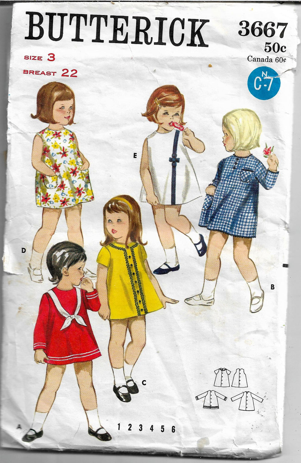 butterick 3667 quick dress vintage pattern 1960s