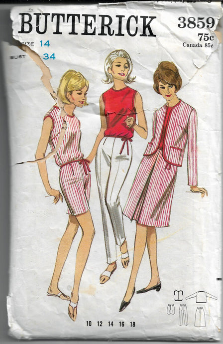 butterick 3859 vintage pattern 1960s