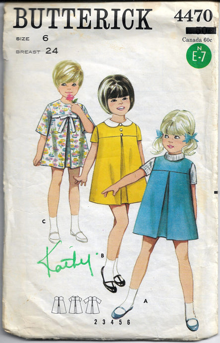 vintage butterick pattern 4470 1960s girls