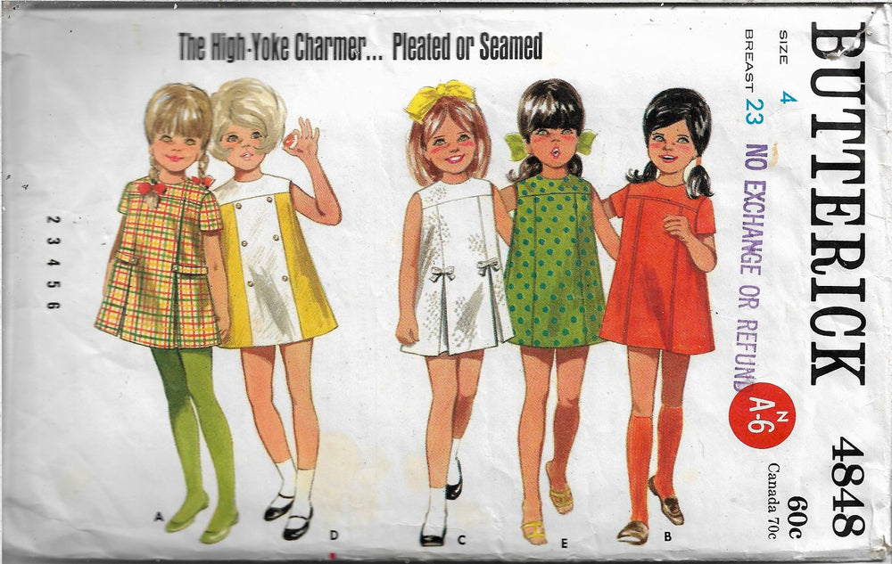 butterick 4848 childs dress vintage pattern