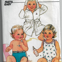 butterick 4876 infant robe swimsuit vintage 80s pattern