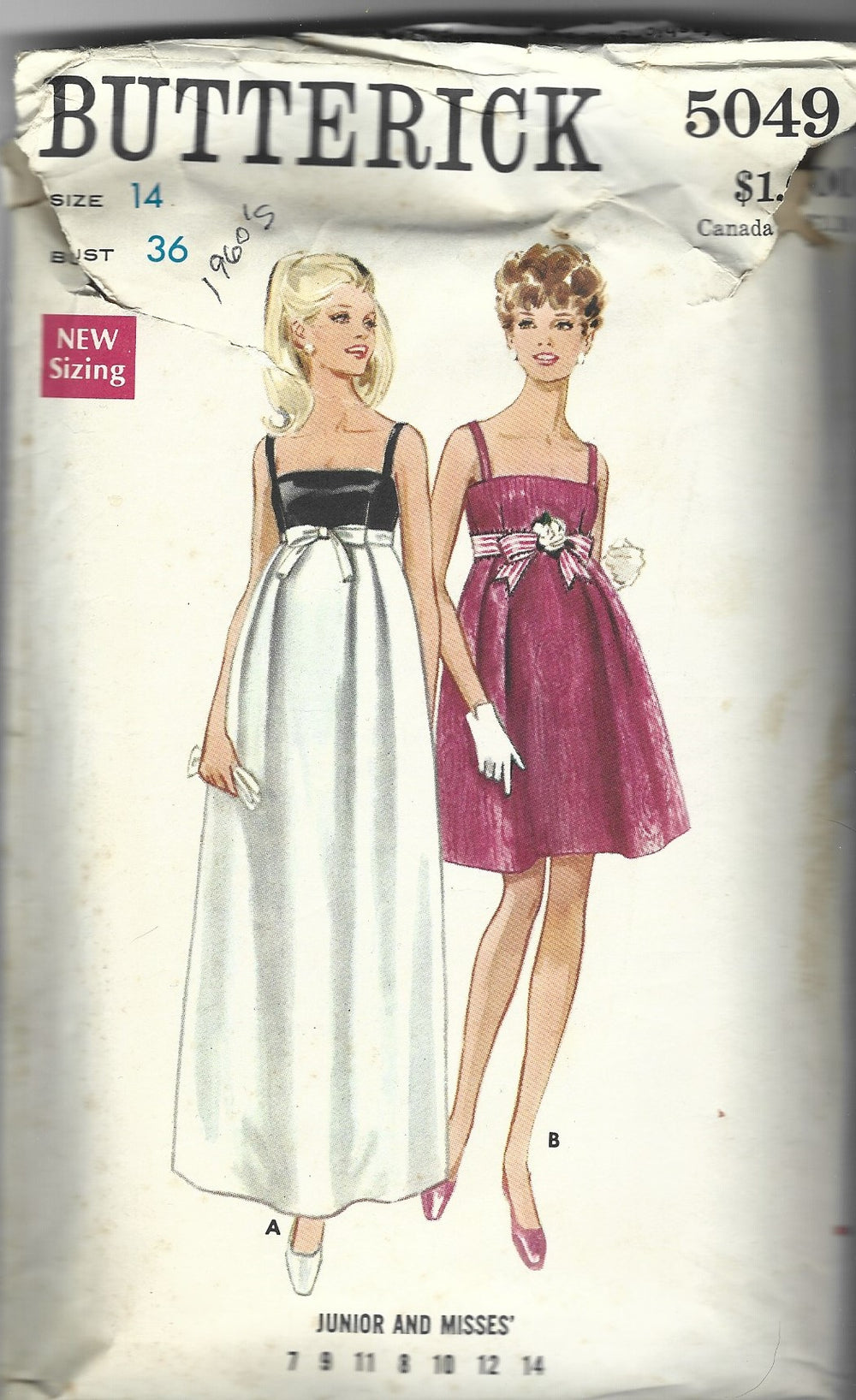 Butterick 5049 gown vintage pattern