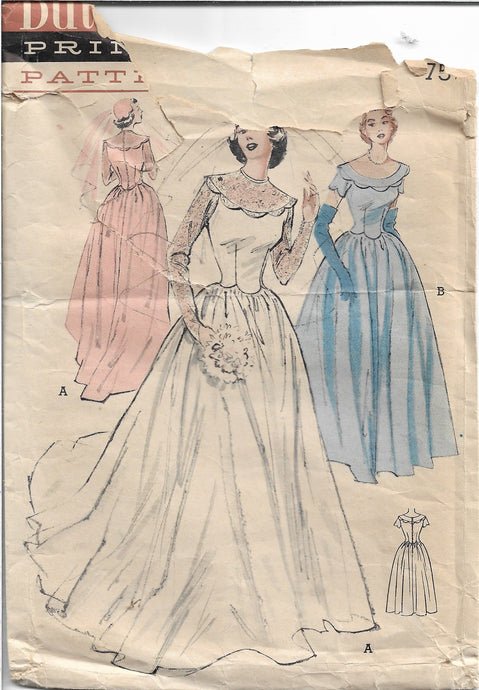 Butterick 5627 Wedding Gown Bridesmaid Vintage Sewing Pattern 1950s - VintageStitching - Vintage Sewing Patterns