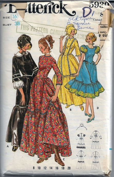 butterick 5939 square dance dress vintage pattern