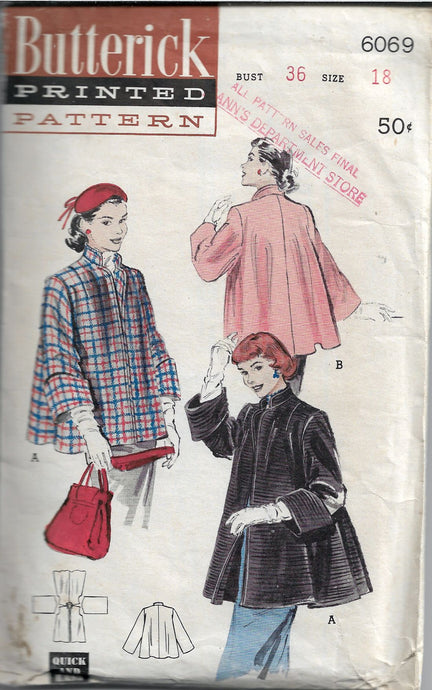 butterick 6069 vintage sewing pattern 1950s