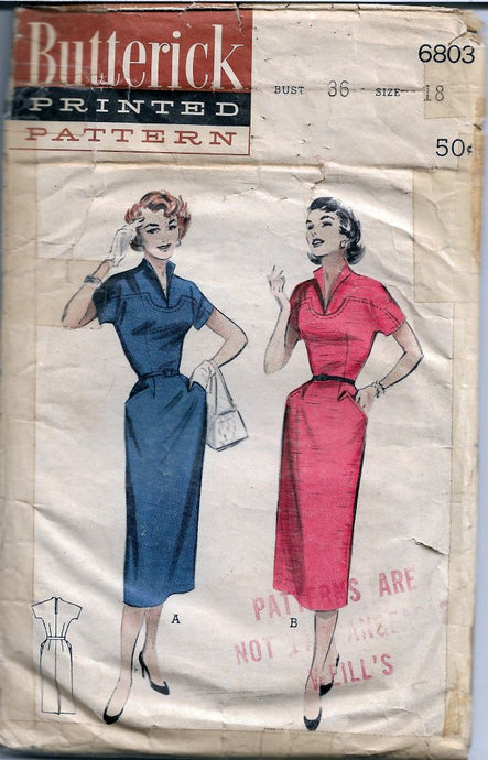 Butterick 6803 Ladies Sheath Dress Vintage Sewing Pattern 