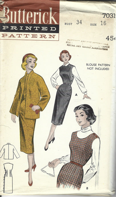 butterick 7031 jumper coat teen vintage pattern