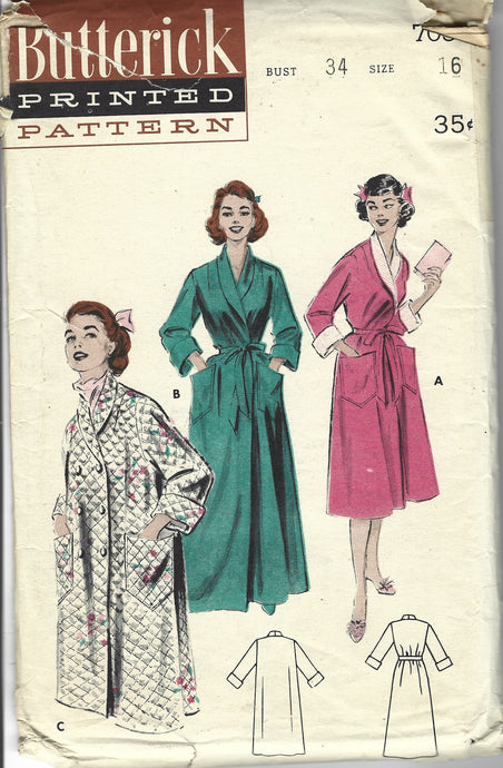 butterick 7056 robe vintage pattern