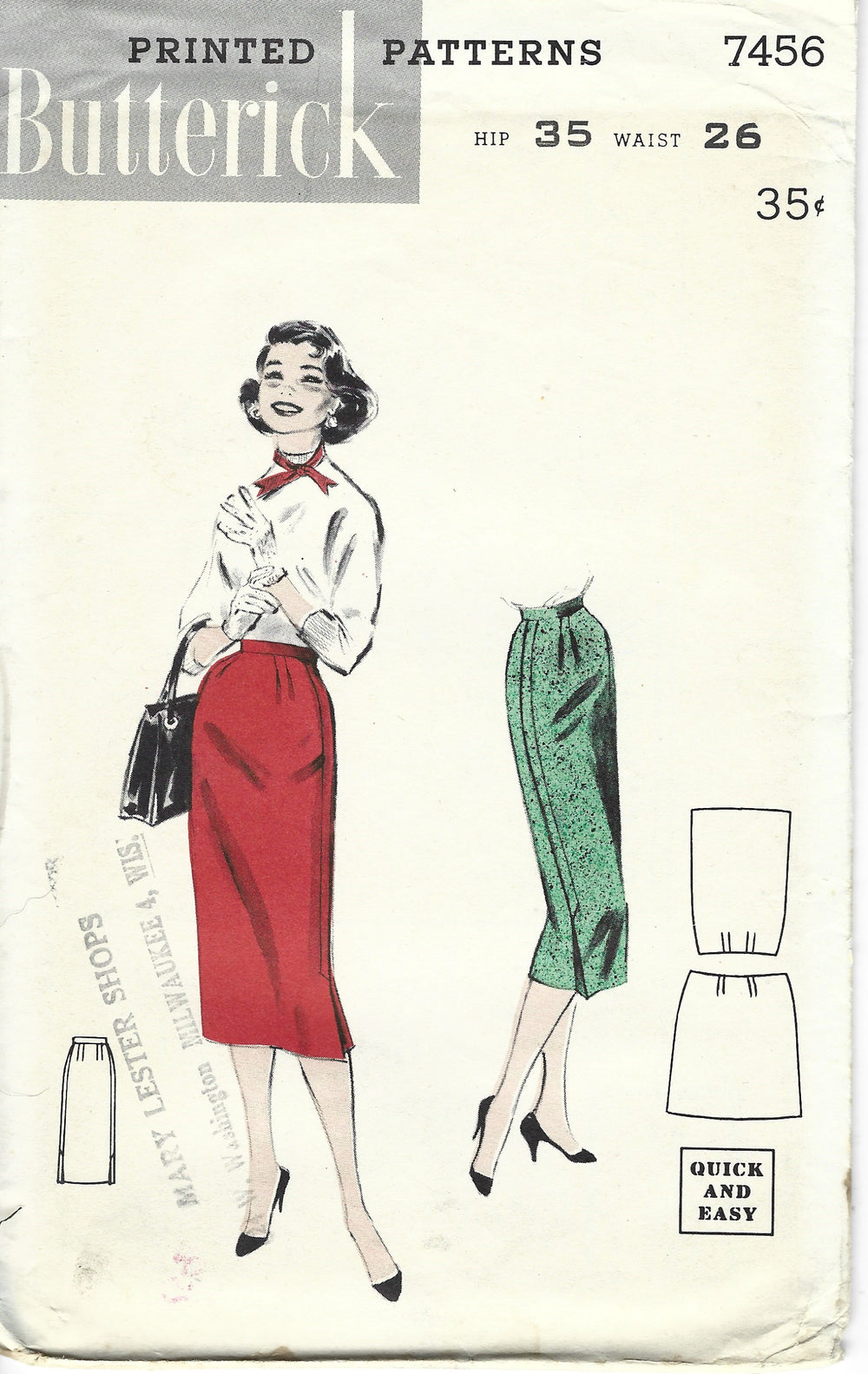 Butterick 7456 skirt vintage pattern