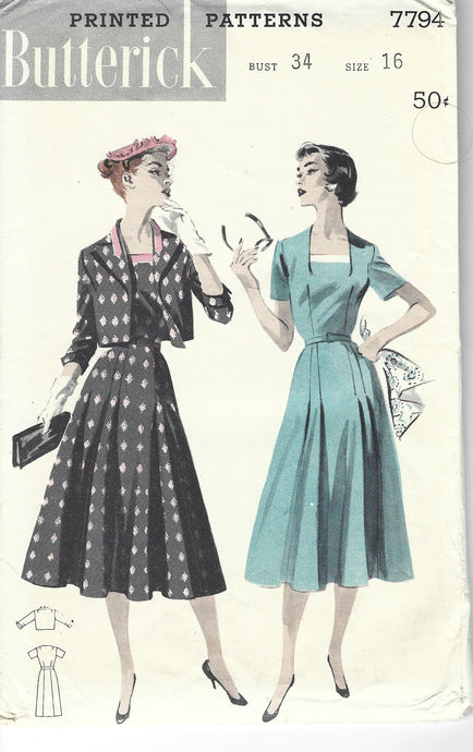 Butterick 7794 dress bolero jacket vintage pattern