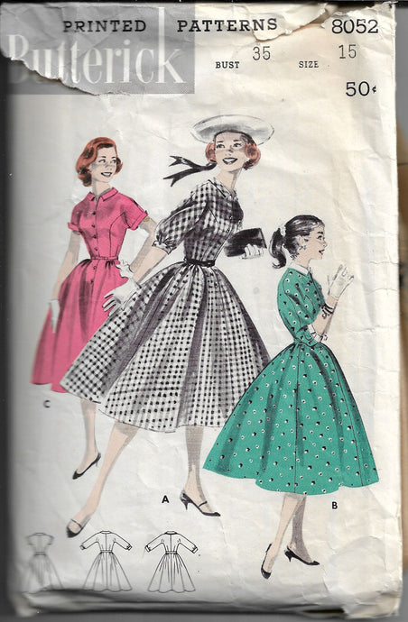 butterick 8052 jr miss vintage dress pattern