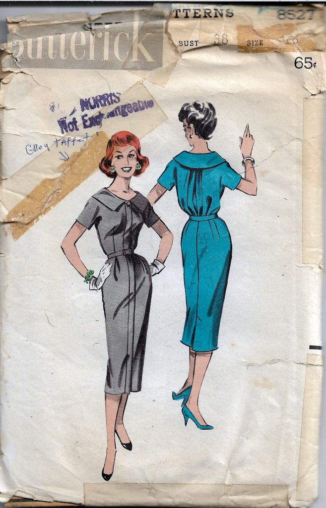 Butterick 8527 Ladies Portrait Collar Dress Vintage Sewing Pattern