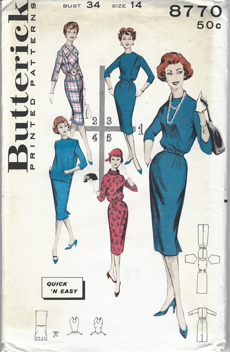 butterick 8770 sheath dress vintage pattern