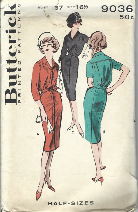 butterick 9036 sheath dress vintage pattern
