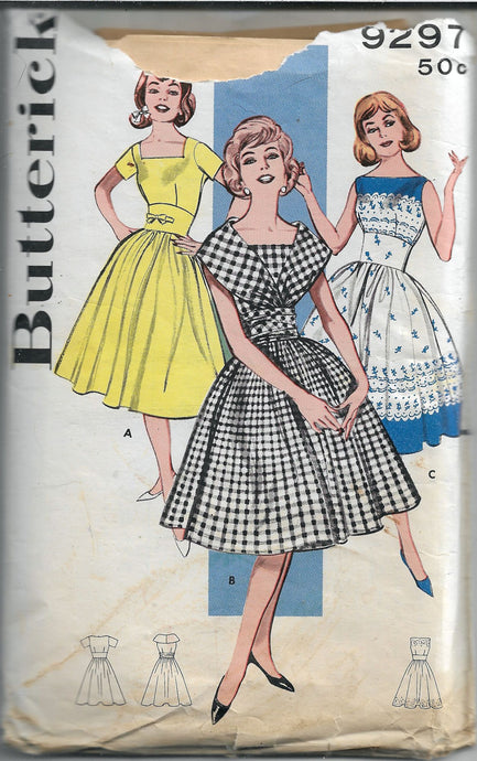butterick 9297 dress vintage pattern 1960s