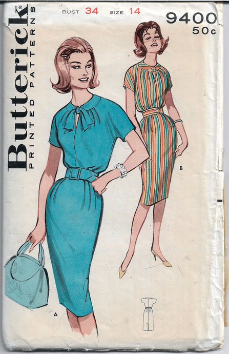 butterick 9400 sheath dress vintage pattern