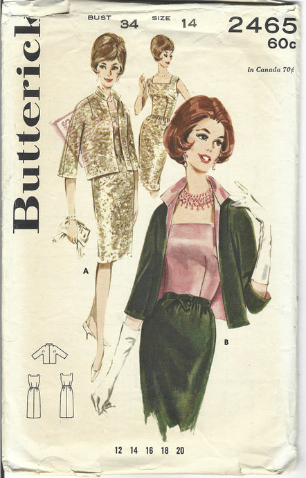 Butterick 2465 sheath dress vintage pattern