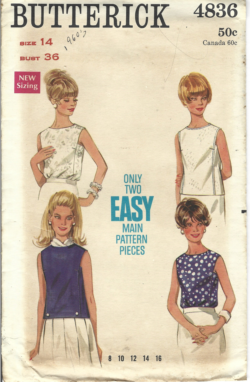 Butterick 4836 blouse vintage pattern