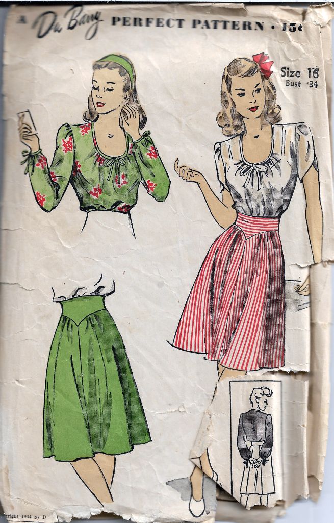 DuBarry 5836 Ladies Scoop Neck Blouse Skirt Vintage Sewing Pattern