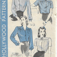 Hollywood 574 Ladies Blouse Vintage Sewing Pattern 1940s - VintageStitching - Vintage Sewing Patterns