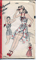 
              Hollywood 1778 Vintage 1940s Sewing Pattern Rare Playsuit Shorts Skirt Bra - VintageStitching - Vintage Sewing Patterns
            