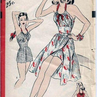 Hollywood 1778 Vintage 1940s Sewing Pattern Rare Playsuit Shorts Skirt Bra - VintageStitching - Vintage Sewing Patterns