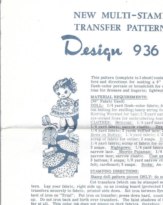 Vintage transfer pattern mail order
