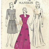 Butterick Junior Miss Manikin Party Dress Bridal Gown Drindle Mannequin Doll Vintage Pattern 1940s